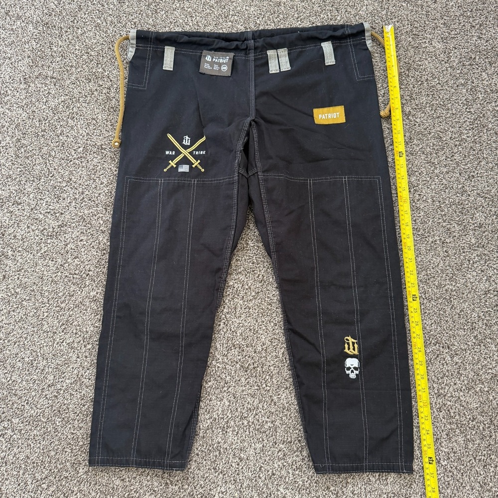 War Tribe Patriot Jiu Jitsu Size A1H Black Pants 10oz Ripstop Black and Gold